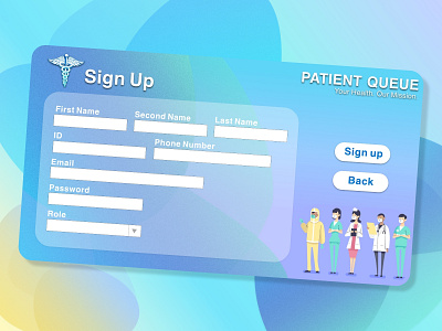 Patient Queue Sign Up page adobe xd design graphic design illustration ui ux vector