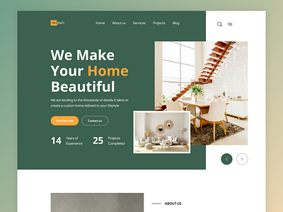 BrightD: Interior Design Landing Page Header Exploration