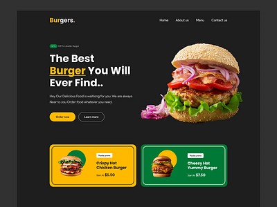 Burgers.: Food Landing Page Header Exploration