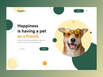 Puppico : Pet Adoption Landing Page Header Exploration