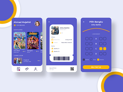 Movie Ticket Reservation app design illustration minimal movie app reservation ticket booking ticketing ui ux vector web