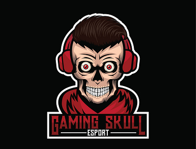 esportlogo skull art cool logo design designgraphic esportlogo esports headphone ilustration logo skull