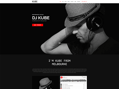 Kube - Musician, DJ, Band, Music Muse Template adobe muse artist band concert entertainment event festival indie muse templates music musician solo