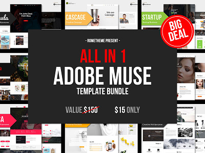 All in 1 - ADOBE MUSE BUNDLE adobemuse bundle design flashsale free musetemplate musetheme nocode popular specialoffer web website