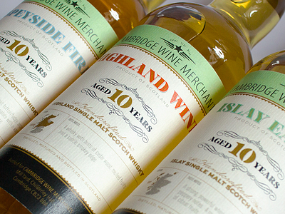 Cambridge Wine Merchants Whisky bottleshot highland islay label scotch scotland single malt speyside typography whiskey whisky