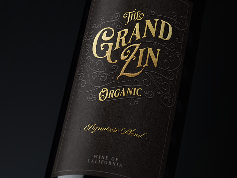 The Grand Zin Wine Label wine label typography packaging bottleshot label wine wine label design
