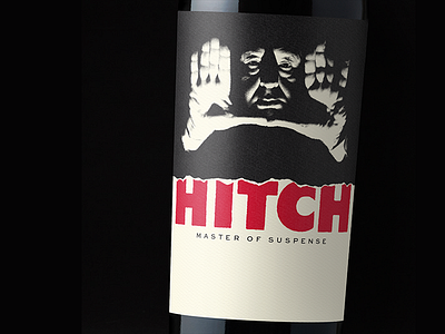 Hitch - Master of Suspense bottleshot custom type label packaging typography wine wine label wine label design