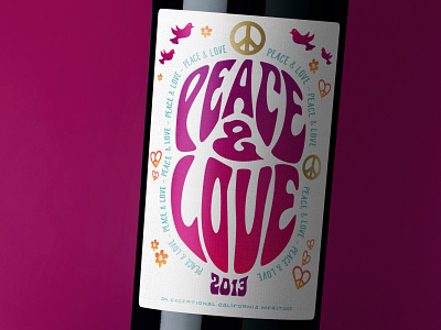 Peace Love 1960s bottleshot label label design label packaging packaging packaging design typography wine wine branding wine label wine label design