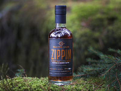 Zippin Blended Malt Scoth Whisky bottle bottleshot branding label label design package design packaging scotch typography whisky
