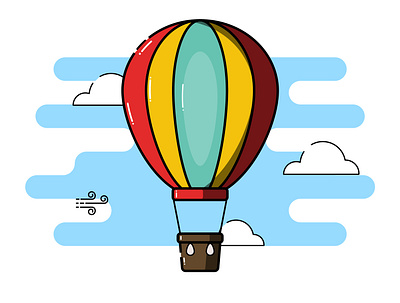 Hot air balloon clouds colours flatdesign illustration illustrator cc sky vector wind