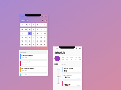 Daily UI - Calendar app design ui
