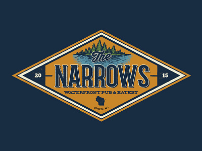Narrows Restaurant Logo Design illustration logo pub restaurant sign vintage