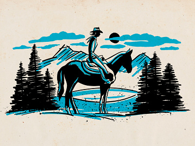 Wilderness Spot Art - Cowgirl cowgirl illustration spot art texas western