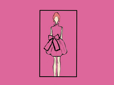 Hot Pink Dress design flat illustration