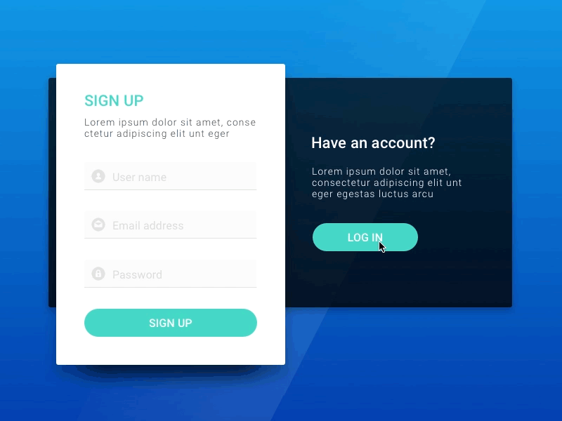 Simple sign up for #Dailyui #001 001 blue dailyui flinto gif login signup sketch ui