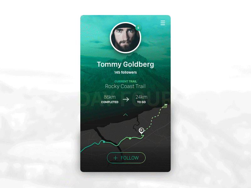 DailyUI 006 - Profile 006 blue dailyui gradient map mountain principle profile sketch teal ui ux