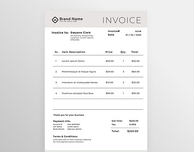 Invoice Design branding illustrator invoice invoice design typography vector