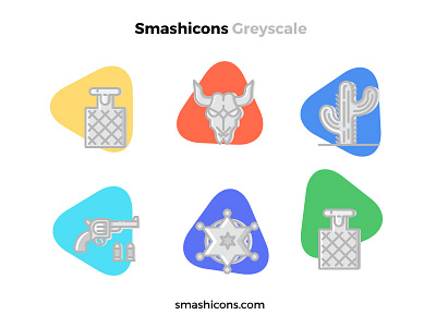 Wild West Icons (Greyscale Style) │Smashicons.com