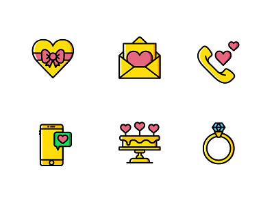 Happy Valentines Day! (Yellow Style) │Smashicons.com dating heart icon icons love present ring romance valentines