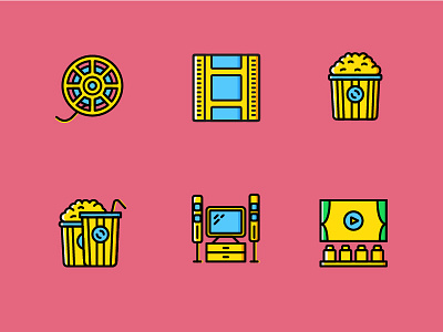 Movie Icons (Yellow Style) │Smashicons.com movie movies popcorn theatre yellow yellow icons