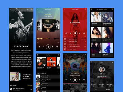 Soundify Music App UI Kit │designerbundle.com appdesign apple design design bundle design template ios ios app design mobile design music app ui ui ui kit user interface ux