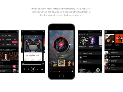 Soundify Music App UI Kit │designerbundle.com appdesign apple design design bundle design template ios ios app design mobile design music app ui ui ui kit user interface ux