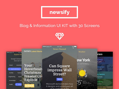 Newsify News App UI Kit │designerbundle.com appdesign apple design design bundle design template ios ios app design mobile design news app ui ui ui kit user interface ux