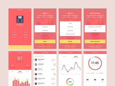 Sportify Fitness App UI Kit │designerbundle.com app design apple design design bundle design template fitness app ui ios ios app design mobile design ui ui kit user interface ux