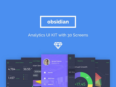 Obsidian Analytics / Data App UI Kit │designerbundle.com app design apple design data app ui design bundle design template ios ios app design mobile design ui ui kit user interface ux