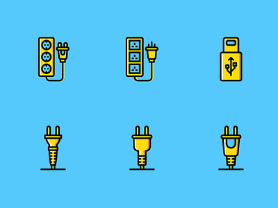 Connectors and Cable Icons (Yellow Style) │Smashicons.com cables connector icon icon set icons iphone outline ui user experience user interface ux yellow