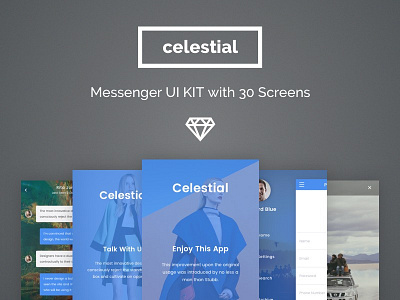 Celestial Messenger Mobile App UI Kit │designerbundle.com apple design design bundle design template ios ios app design messenger messenger app mobile design ui ui kit user interface ux