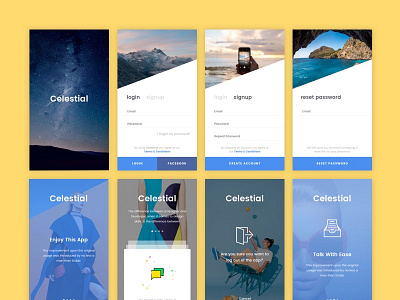 Celestial Messenger Mobile App UI Kit │designerbundle.com apple design design bundle design template ios ios app design messenger messenger app mobile design ui ui kit user interface ux