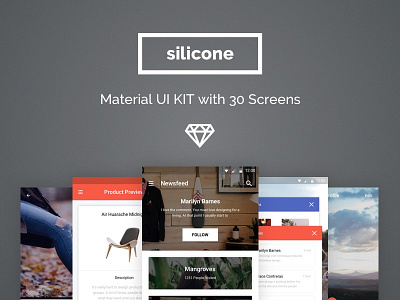 Silicone Material Design Mobile UI Kit │designerbundle.com