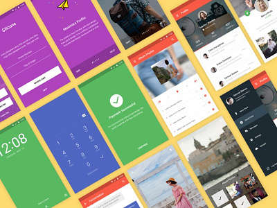Silicone Material Design Mobile UI Kit │designerbundle.com apple design design bundle design template google material design ios ios app design material mobile design mobile design ui ui kit user interface ux