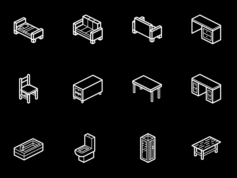 Furniture Isometric Icons │Smashicons.com furniture icon icons isometric outline