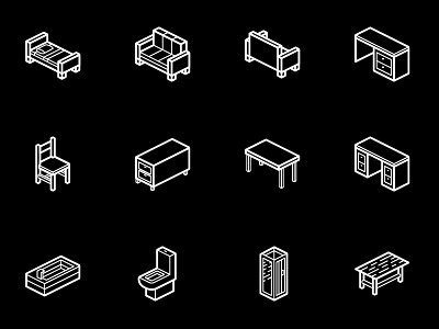 Furniture Isometric Icons │Smashicons.com furniture icon icons isometric outline