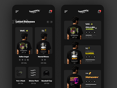 Credence clothing line app concept