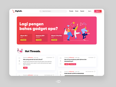 Digitalk - Indonesian Tech Discussion Forum | Home Page branding dailyui discussion forum gadget gradient reddit tech ui website website ui