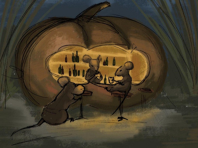 Pumpkin night bar design digital digitalart drawing illustration mouse pumpkin