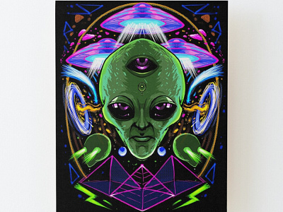 Alien Cosmic - Mystic Path to the Cosmic alien art artboard artist artwork astronaut cool design digital drawing findyourneed galaxy illustration logo mug poster print sock sticker tshirt