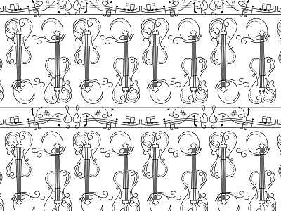PAT2 01 black music pattern vector violin
