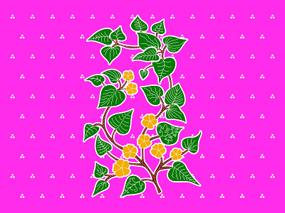 PAT3 01 flower green leaf pattern pink plants vector yellow