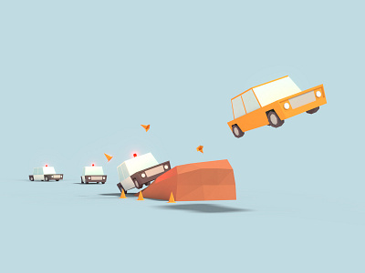 Low Poly Police Chase axo blender car car chase cartoon city design game illustration iso isometric lowpoly photoshop