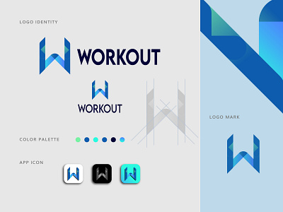 WORKOUT Modern Logo Design and Branding abstract logo app icon app icon design brand identity branding branding design creative logo gradient logo logo modern logo workout