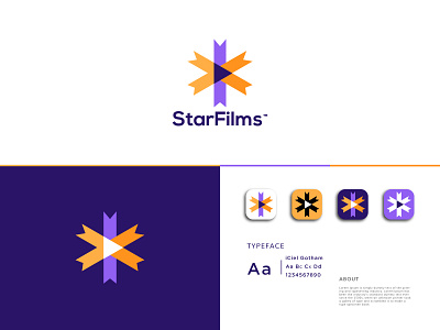 StarFilms Logo Design For Online Media Apps abstract logo app icon design brand identity brand mark branding creative logo logo logo designer logo symbol logodesign logomark logos media logo media player modern logo online app