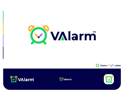 V Alarm Logo Design For Mobile Alarm App Brand abstract logo alarm app alarm logo app icon app icon design app icon logo brand design brand identity brand mark branding creative logo logo logo design logo designer logo symbol logomark logos mobile app design modern logo v logo