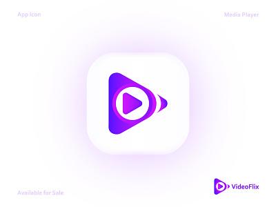 Media Player App Icon For VideoFlix abstract icons abstract logo app icon app icon design app icons branding creative logo iconography logo logo mark logo mark symbol icon logo symbol media player modern app modern logo online app play play icon player video player