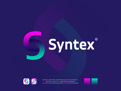 Pharmaceutical Logo Design Syntex abstract logo app icon brand identity branding creative logo logo logo symbol logodesign logomark logos logotype medical logo medicine logo modern logo pharmaceutical labels s letter logo s logo s logo mark symbol syntex