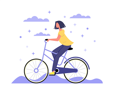 Woman on bicycle - Character Design animation branding character character design design graphic design illustration illustrator character illustrator design illustrator woman bicycle logo ui ux vector