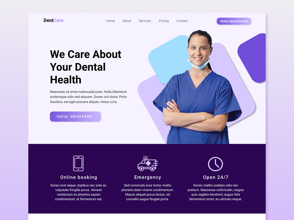 Dentist Landing Page by Gabriella Artistry on Dribbble